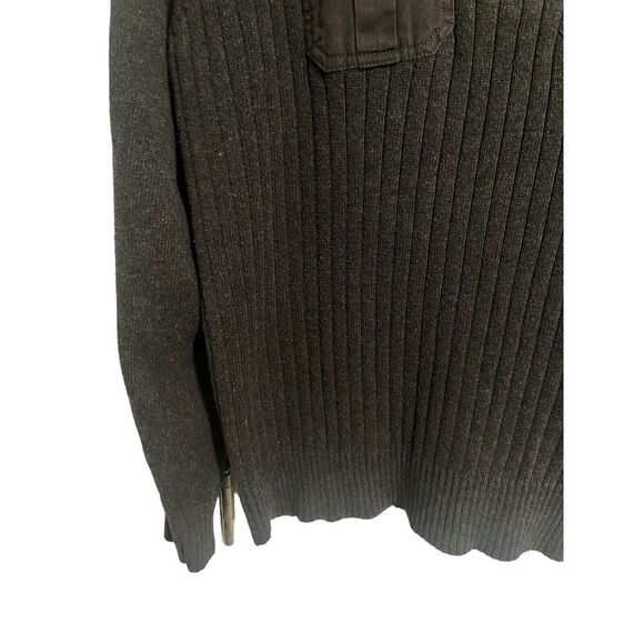 MARC Ecko Mens Gray Ribbed Quarter Zip Pull Over Sweater, Mens Size Large - Picture 4 of 8
